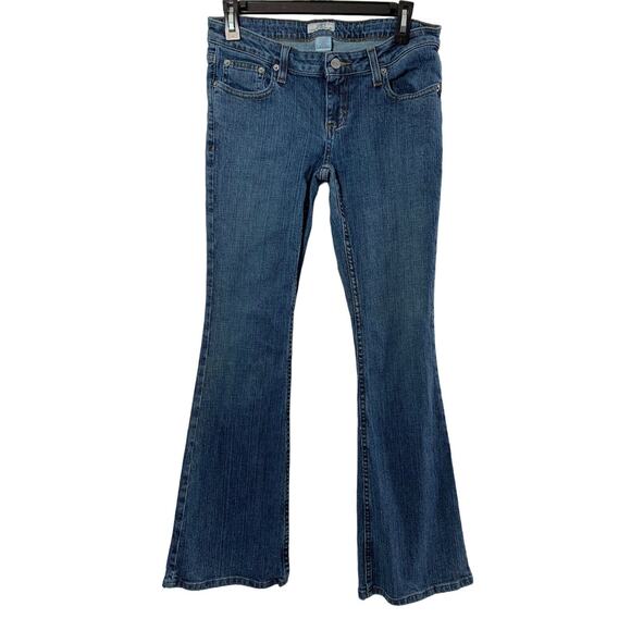 So Wear It Declare It Jeans Juniors Sz 7 Short Flare Medium Wash Denim Low Rise - Picture 1 of 8